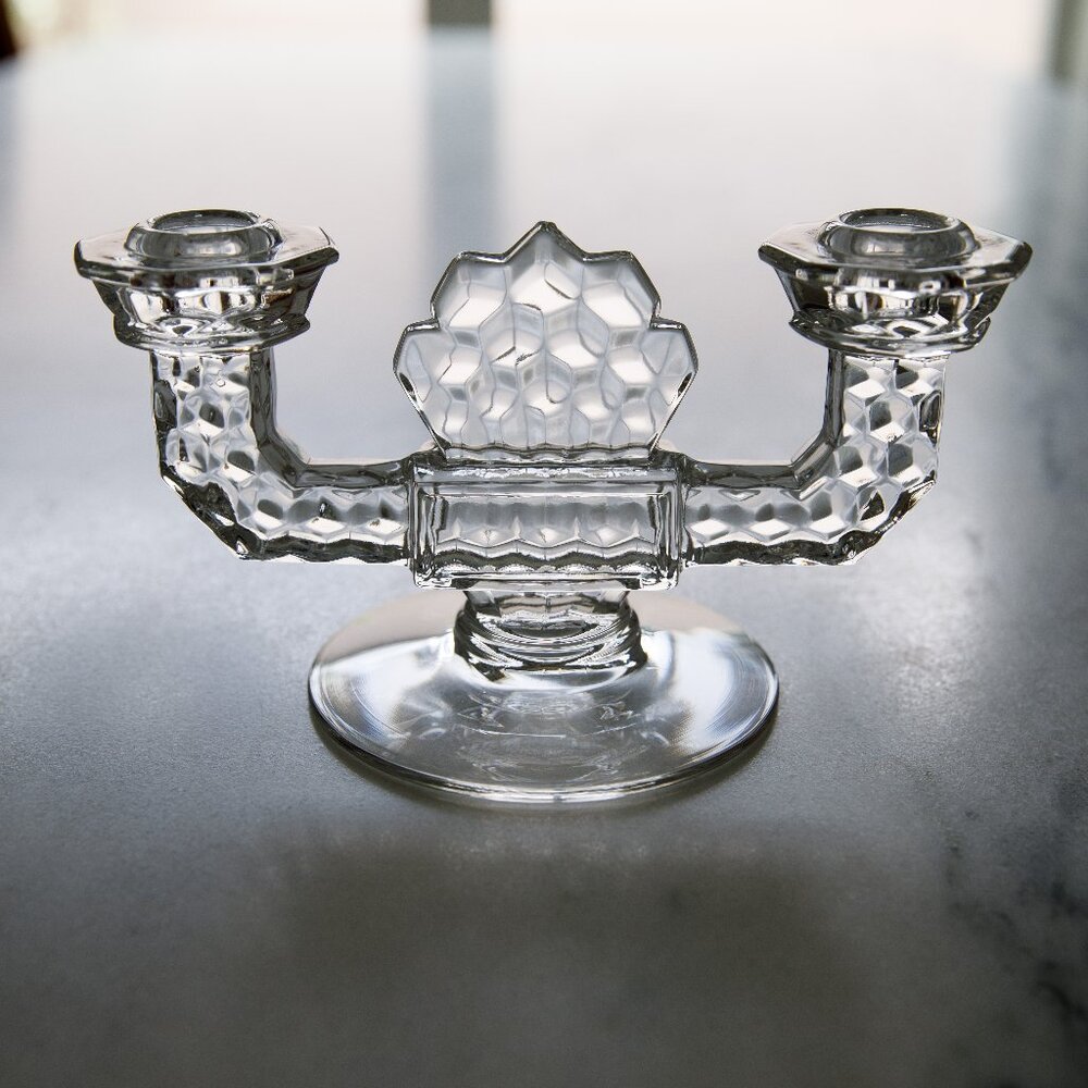 Fostoria American Triple Light Candlestick Holder #1